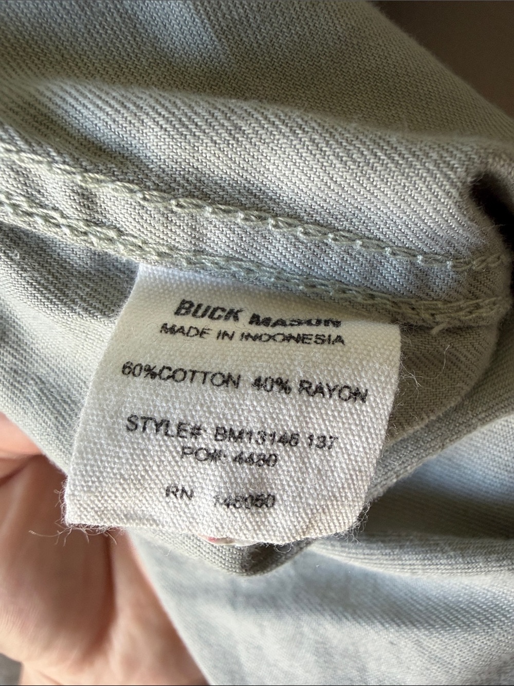 Buck Mason Fog Draped Twill Short Sleeve One Pocket button up - Fog Green Men M - Picture 11 of 12